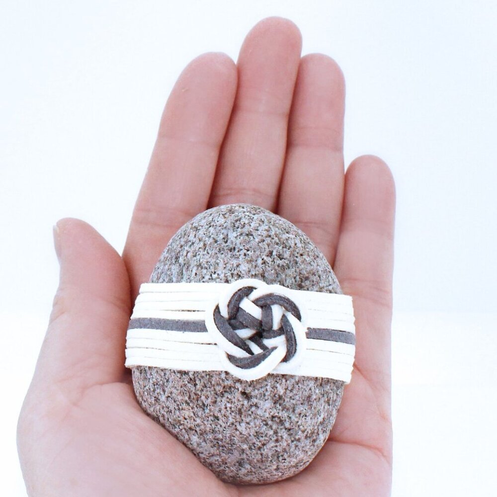 "Blossoming Love" Wrapped rock for lovers/Love Knot wrapped stone/Flower Blossom